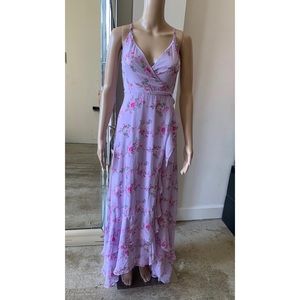 Lulus lavender floral maxi dress chiffon-large